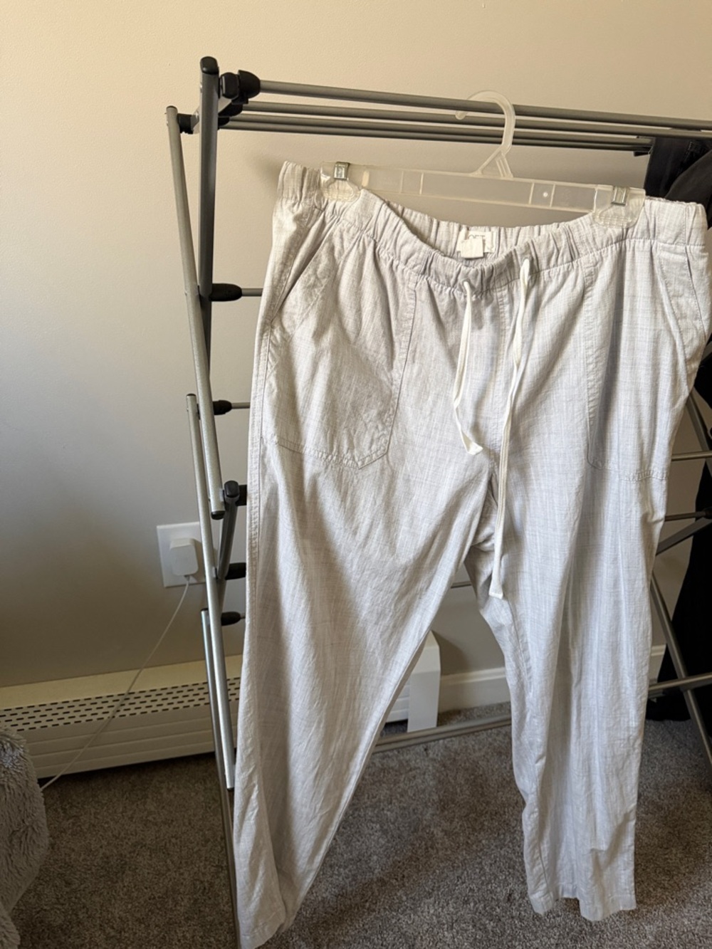 LOFT Light Gray Drawstring Ankle Pants